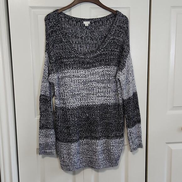 Garage Women's Wide Neck Long Sleeve Knit Blue & White Ambre Sweater Size M-L - Picture 1 of 9